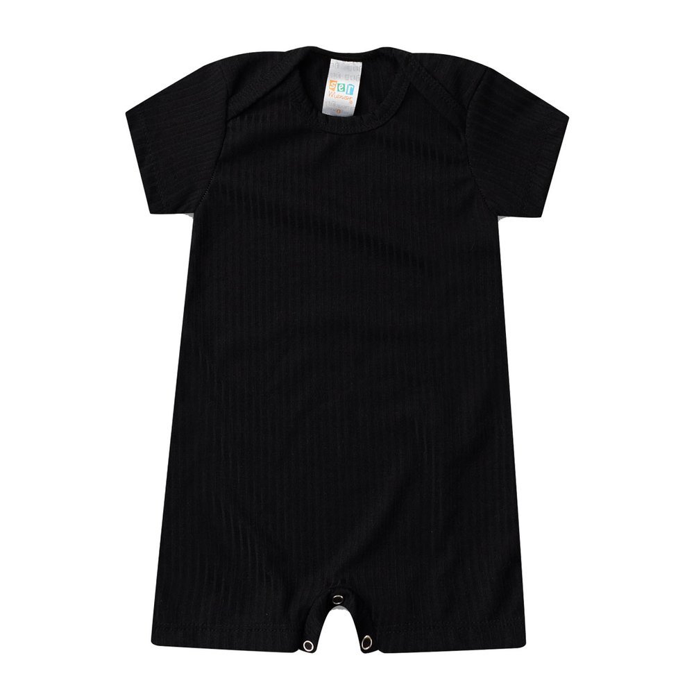 Macaquinho Preto - Ribana Canelada - Bebê Unissex em Oferta na Shopee