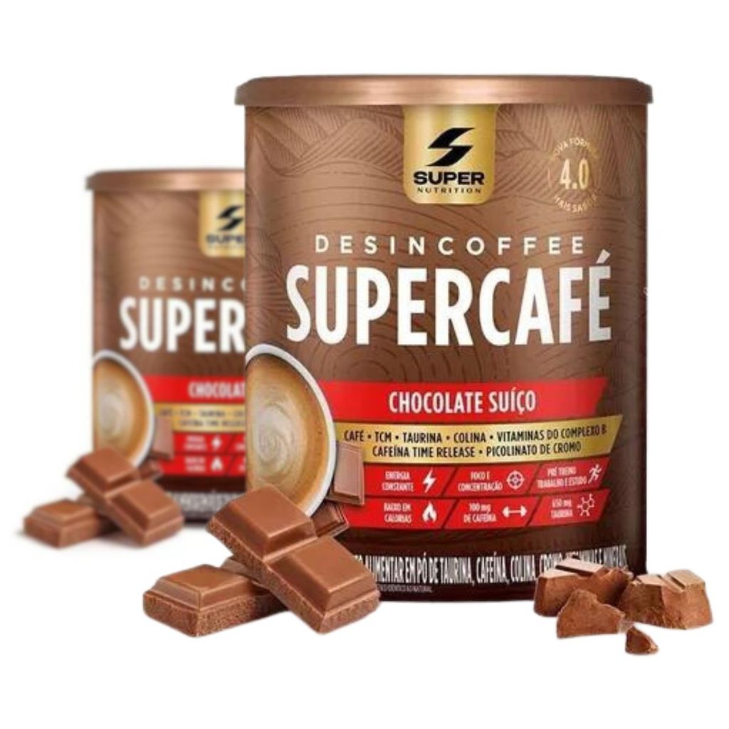 Kit 2x Supercafe Desincoffee 220g Super Nutrition SABOR: 2x CHOCOLATE SUIÇO