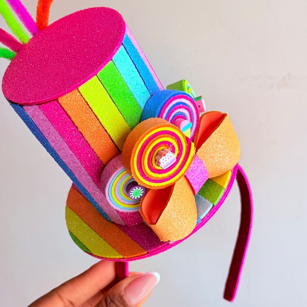 Tiara Cartola Colorida Candy - Fantasia Carnaval Festa — imagem 2 de 2