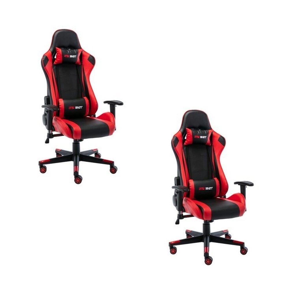 Kit 2 Cadeiras Gamer Giratória One Shot Preto/Vermelho Preto/Vermelho
