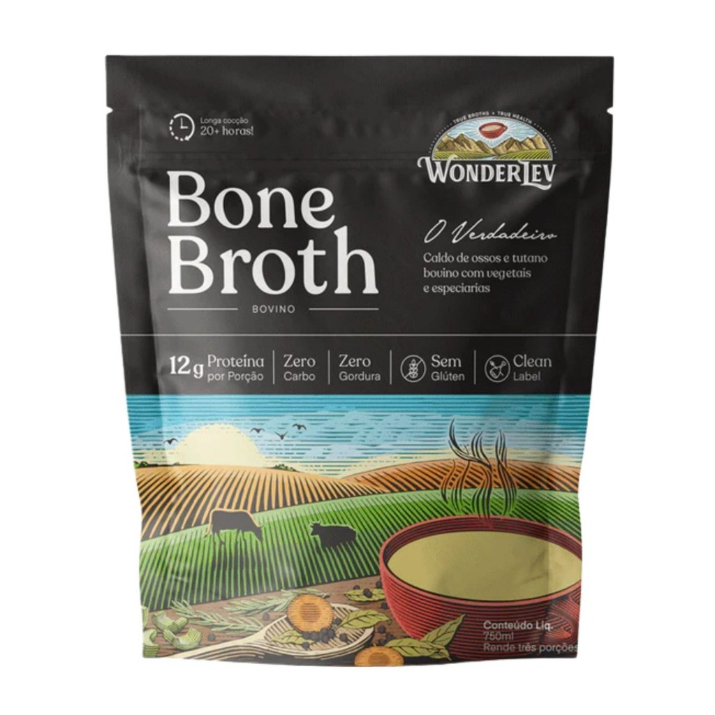Caldo de Osso Bovino Bone Broth 750ml - WonderLev