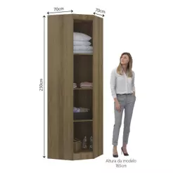 Guarda Roupa de Canto Paris 1 Porta Bater Avelã Pf-rosa Pf Luciane Móveis