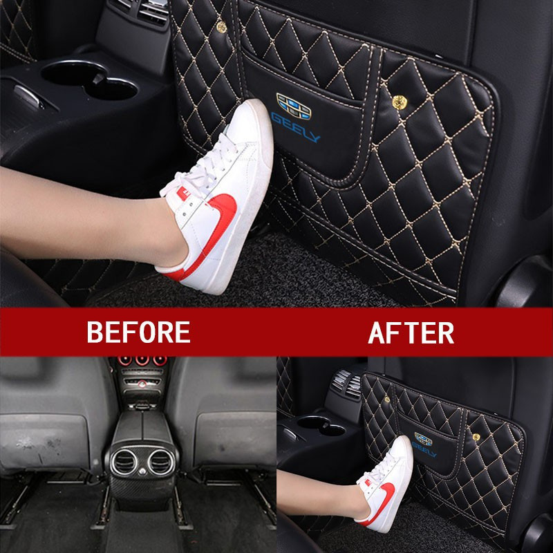 1 peça de capa protetora de couro para encosto de banco de carro, anti-sujeira e anti-pontapé, para Geely GX3 Geometry C