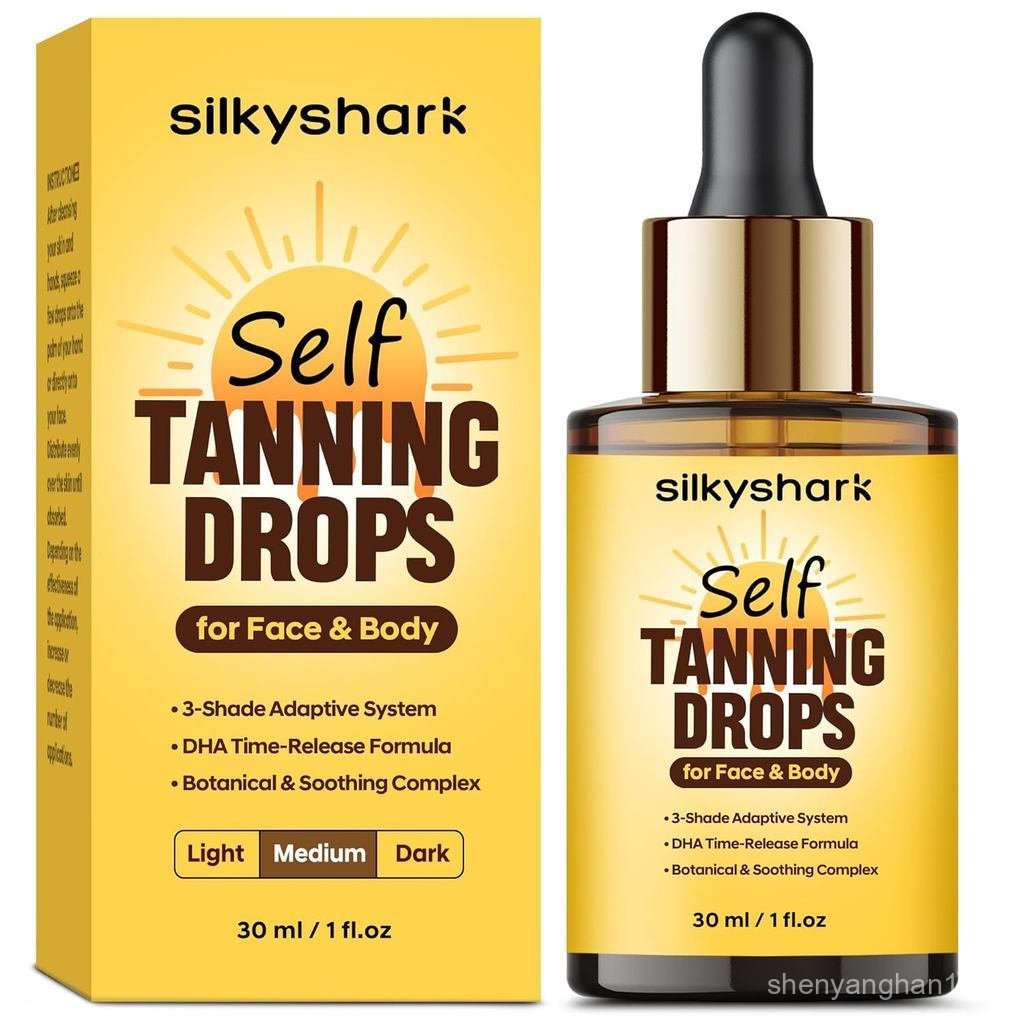 Gotas autobronzeadoras faciais (1 fl oz), gotas autobronzeadoras para rosto e corpo, efeito de bronzeamento gradual, pro