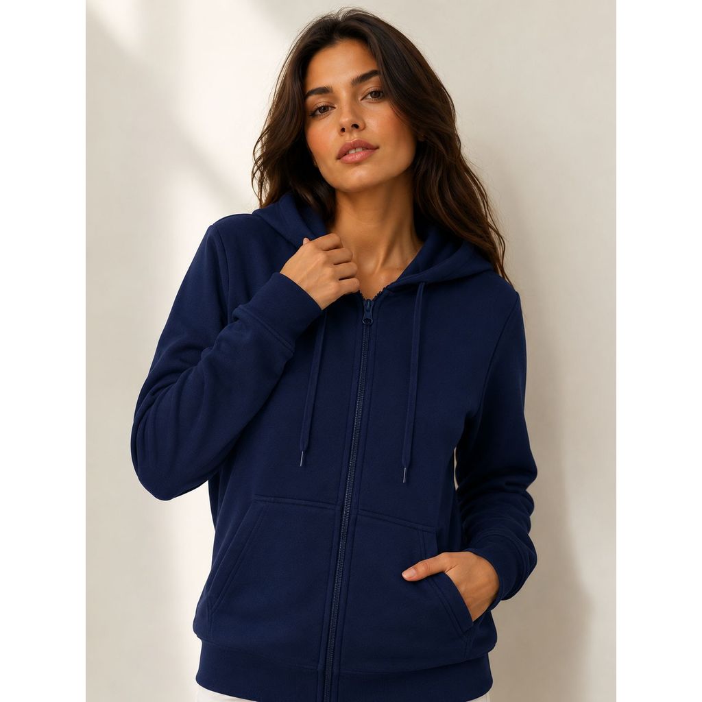 BLUSA DE MOLETOM FEMININA  COM ZIPER CAPUZ FORRADO E BOLSOS FACINELLI MOON CITY PREMIUM