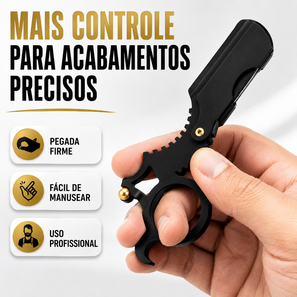 Navalha Profissional Barbeiro de Dedo Ergonômico Aço Inox