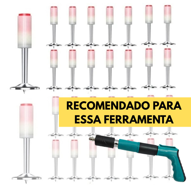 Kit 25/50/100 Pinos 27mm para Pistola de Fixação Finca Pino com Arruela Cônica