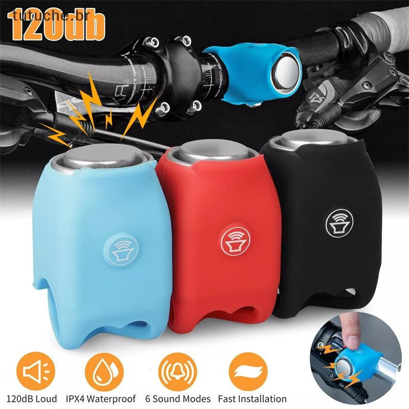 TU Sino De Bicicleta Elétrica 120 DB Chifre À Prova Chuva MTB Ciclismo Guiador Sílica Gel Escudo Anel Estrada Portátil S