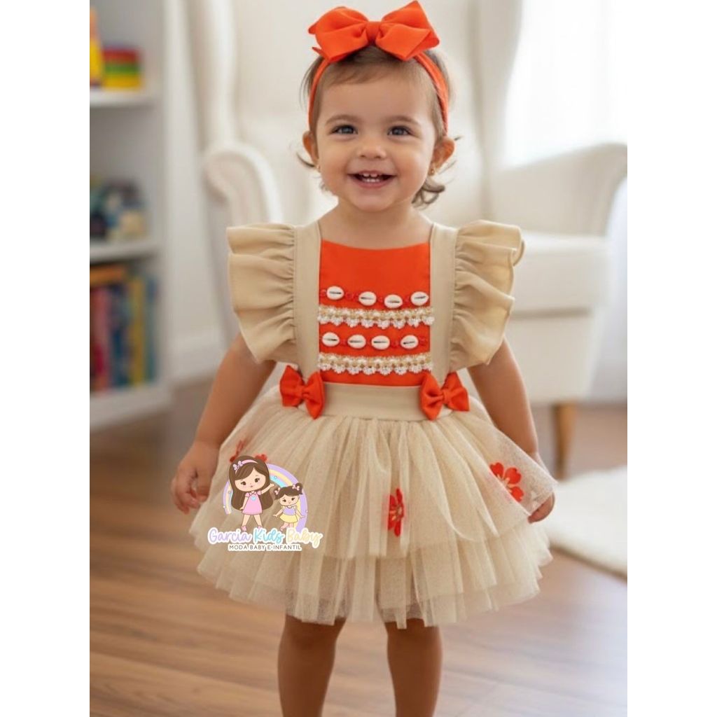 Salopete luxo Moana concha de 6 meses a 3 anos