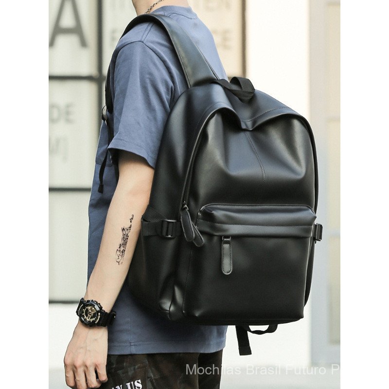 Mochila masculina de couro genuíno, mochila de viagem de grande capacidade, mochila escolar para …