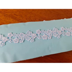 Renda Guipir Estreira Fina Flor Bordada Com 13,7 Mts Ml127 Branca Para Artesanato