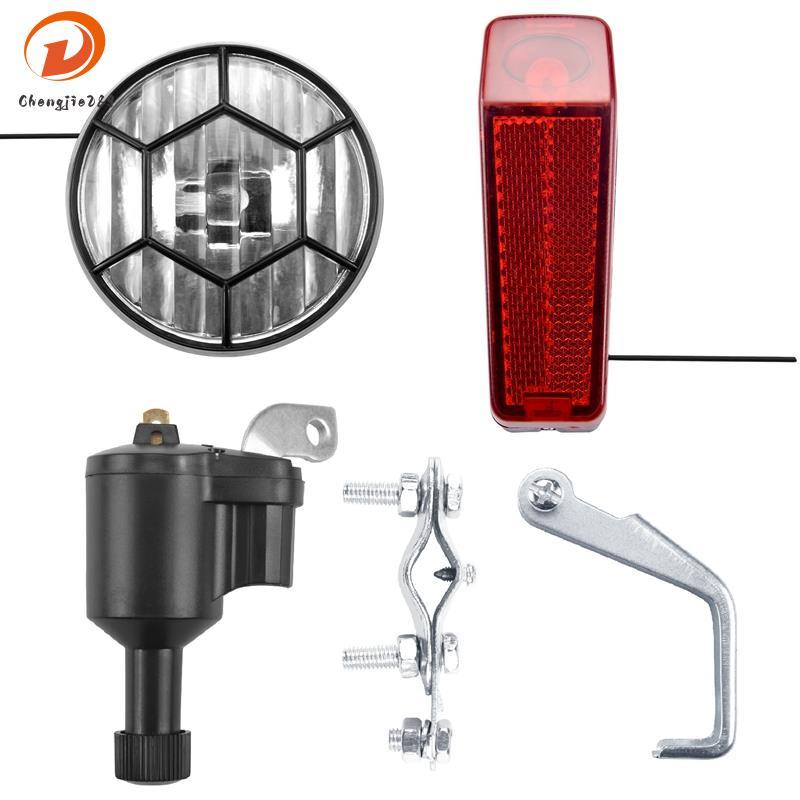 [Novo C] Luz Da Bicicleta Motorizada Gerador De Fricção Dínamo Farol Kit Traseira 6V 3W Acessórios