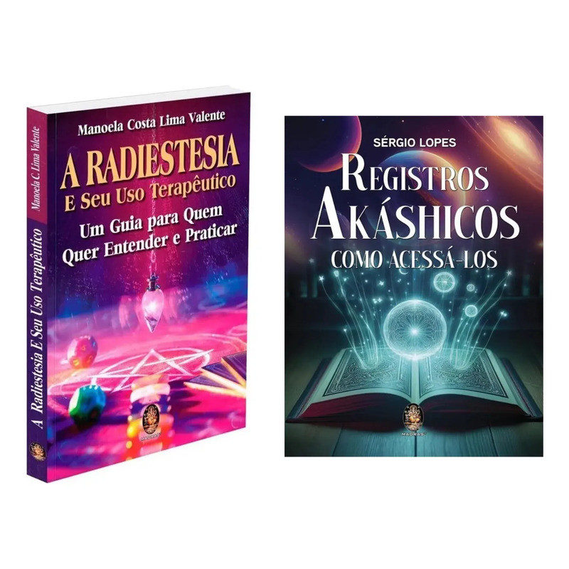 Kit Espiritualidade: Livro Registros Akáshicos Capa Mole 2024 + Radiestesia Uso Terapêutico Espiritual Energia Cura