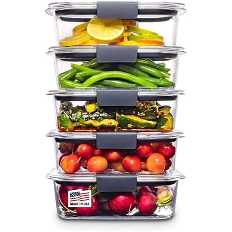 Para Recipientes & amp ; Prep Tritan Lids Rubbermaid Cup) Brilliance 5 Lunch (3.2 Ideal De Sobras Grátis Hermético Armaz