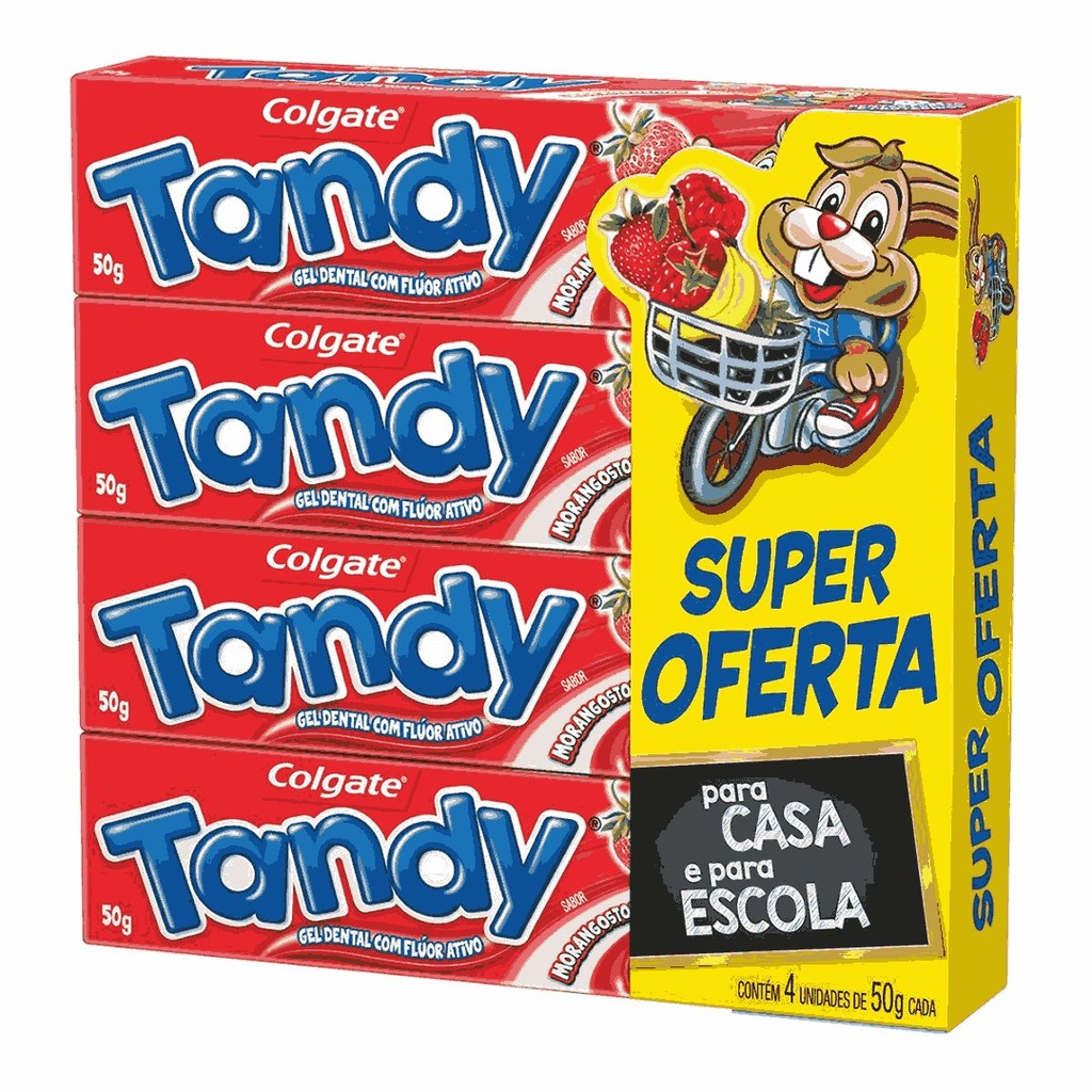 Creme Dental Infantil Colgate Tandy Morangostoso 50g 4un em Oferta na Shopee