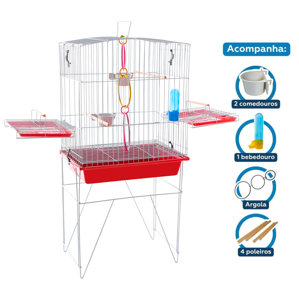 Gaiola Calopsita Mansa Arco Individual Aramada Reforçada Bandeja Removível Comedouro Bebedouro em Oferta na Shopee