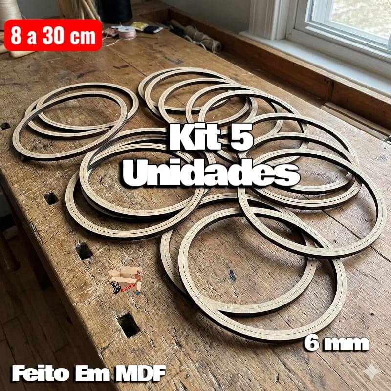 kit 5 Bastidor Em Madeira Mdf Cru 6 mm Moldura Bordado Crochê - BH Mania De Brincar