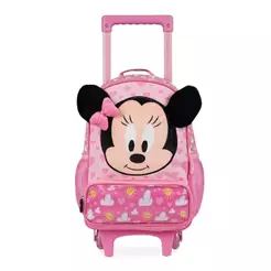 Mochila de Rodinha Feminina Infantil Minnie Baby Rosa Claro