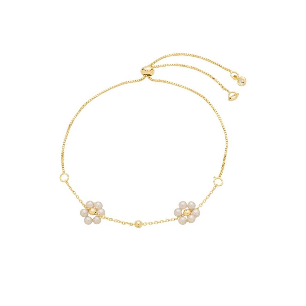 PULSEIRA AJUSTÁVEL FLOR PÉROLAS DANIELA FOLHEADO A OURO 18K em Oferta na Shopee