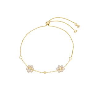 PULSEIRA AJUSTÁVEL FLOR PÉROLAS DANIELA FOLHEADO A OURO 18K em Oferta na Shopee