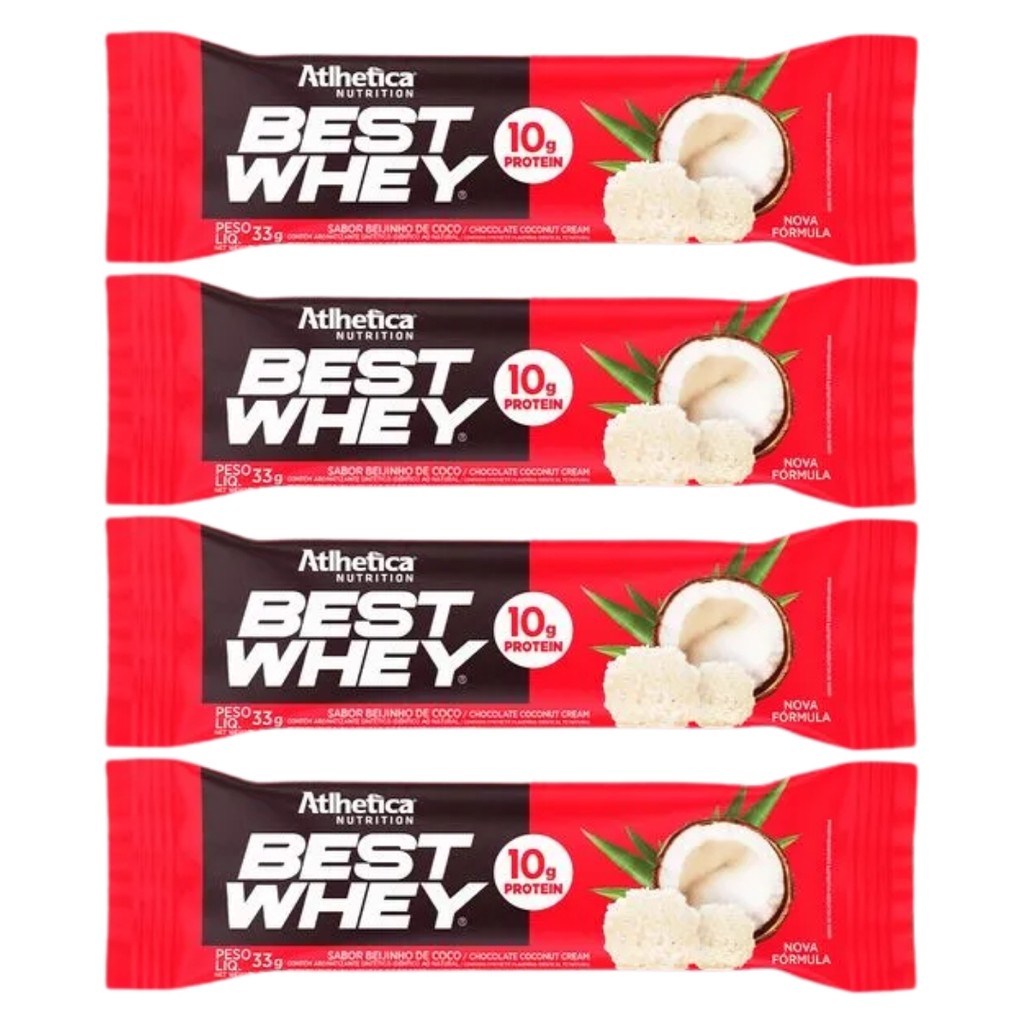 Kit 4 Barra Best Whey Sabor Beijinho 10g Protein Atlhetica