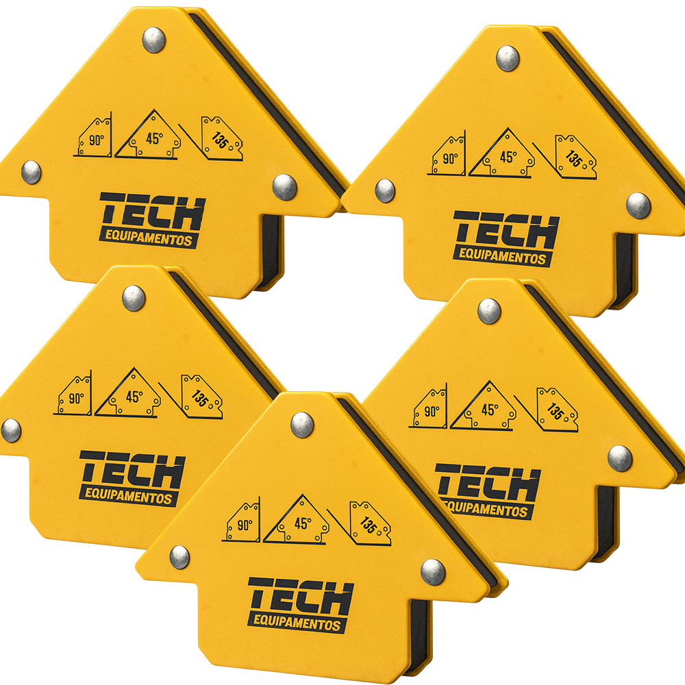 kit 5 Esquadro Magnético TECH 12kg Solda Multiângulos 30° 45° 135° Aço Reforçado Dupla Face em Oferta na Shopee