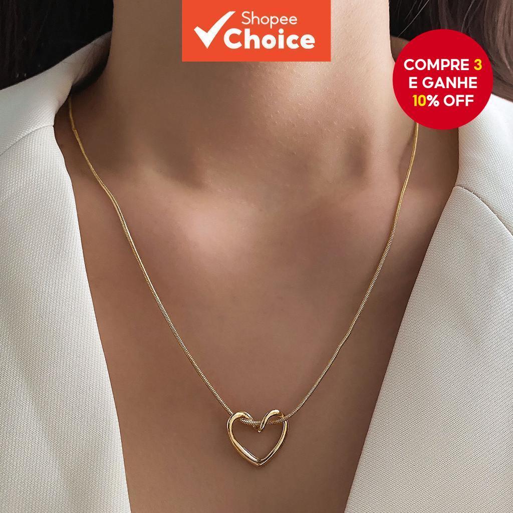 Colar Minimalista De Coração Oco Estilo Coreano Joia Doce Presente Para Namorada em Oferta na Shopee