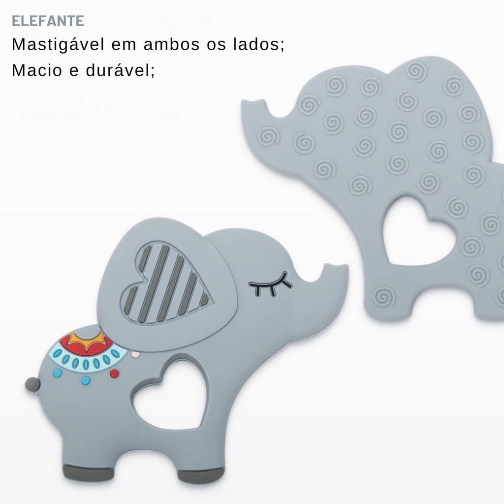 Detalhes do Mordedor Massageador de Gengivas Macio Elefante Cinza Infantil Livre Bpa Castela