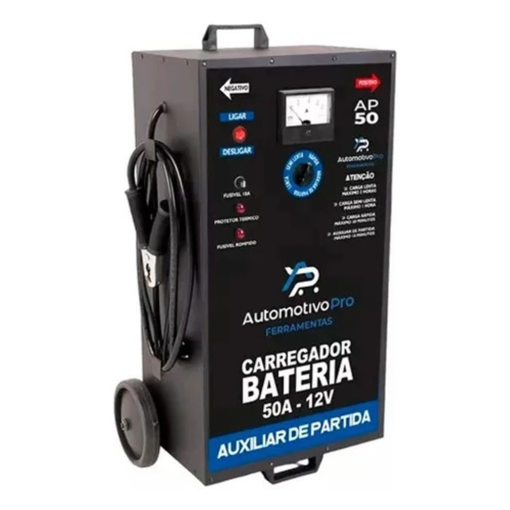 Carregador Bateria Automotivo Pro 12V 50A Auxiliar Partida Bivolt Carga Rapida