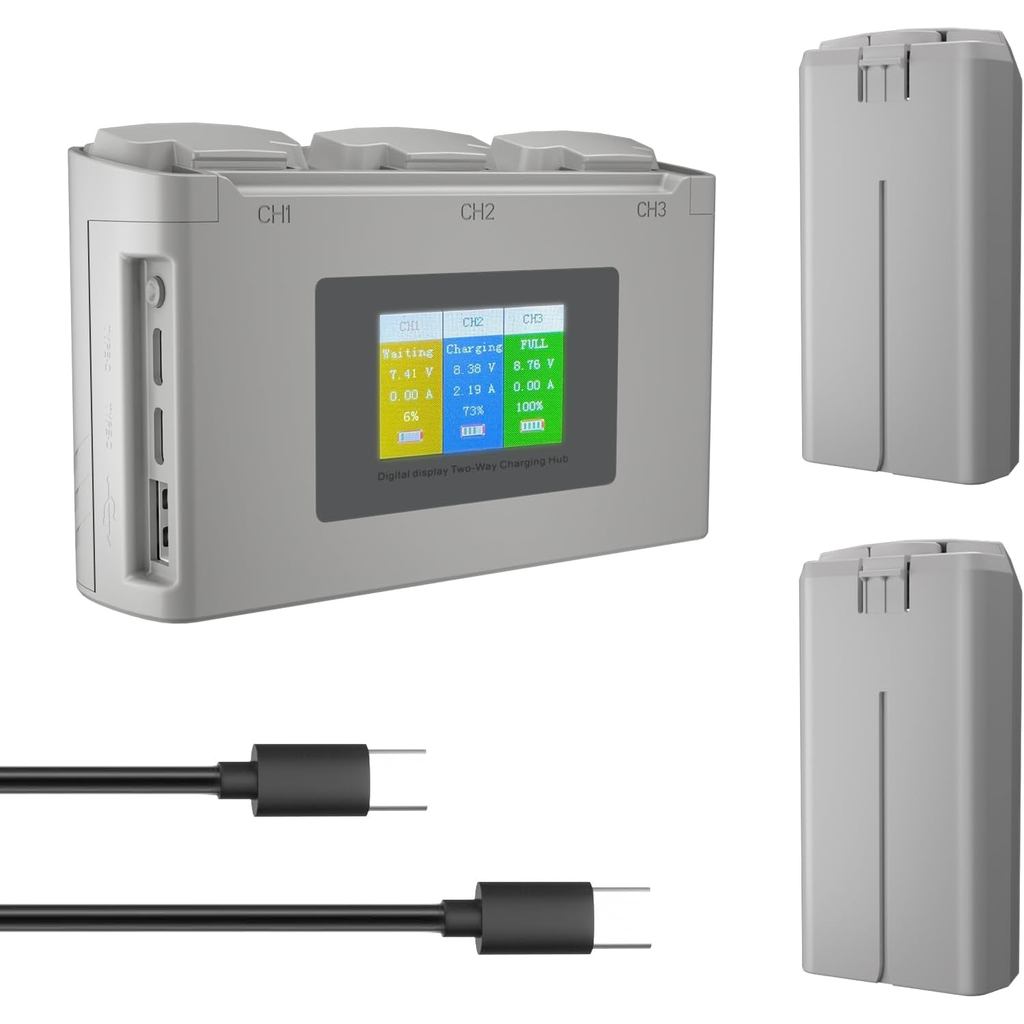 Bateria de Voo Inteligente Mini 4K/Mini 2 Series (2 Pacotes) com Hub de Carregamento Bidirecional Compatível com DJI Min em Oferta na Shopee