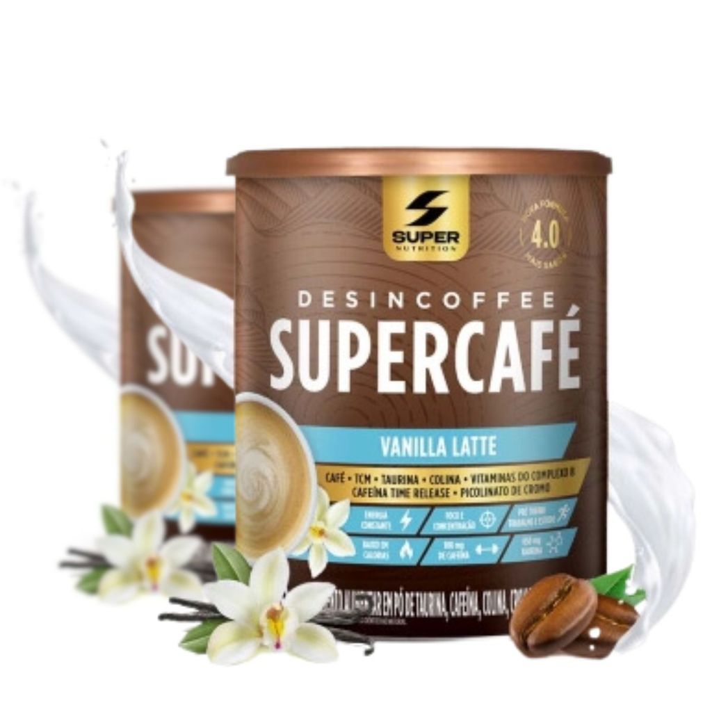 Kit 2x Supercafe Desincoffee 220g Super Nutrition SABOR:2x VANILLA LATTE