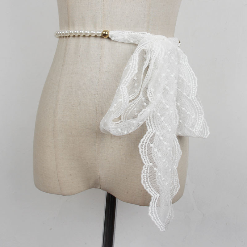 Cinto de pérola de renda francesa acessórios femininos saia decoração vestido Jeans moda elegante y2k acessórios de corr