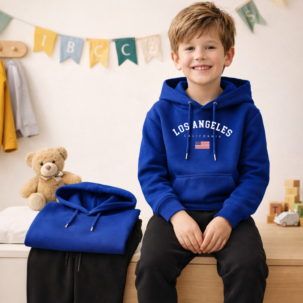 Moletom Infantil Premium Flanelado Los Angeles Conjunto Blusa e Calça Estampado Quentinho Confortável
