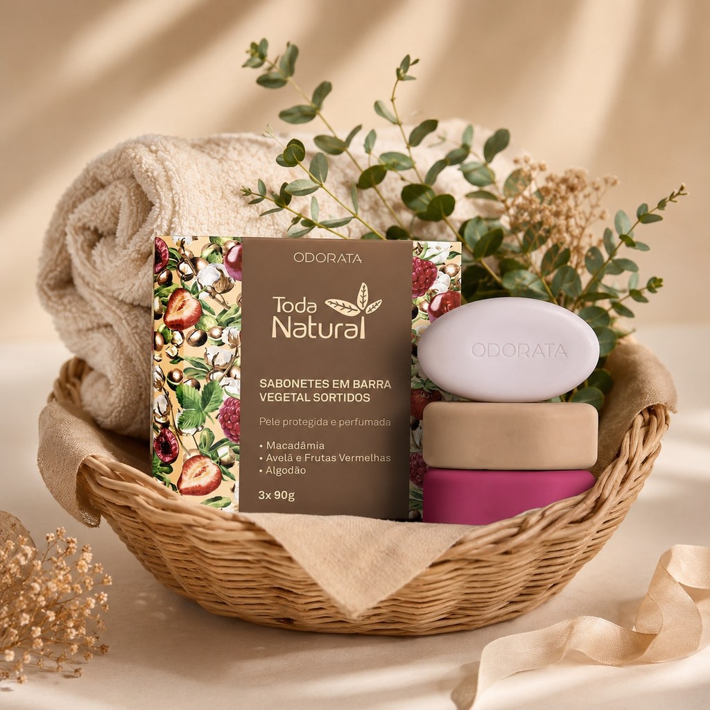 Sabonete Em Barra Vegetal Odorata Toda Natural Macadâmia Algodão Frutas Vermelhas 3 Unidades