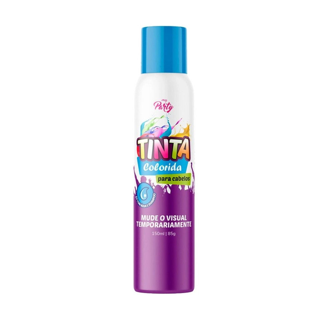 Tinta Spray Temporária Cabelo Azul My Party Colorida Neon