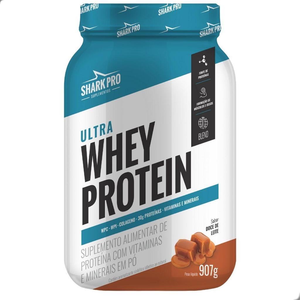 Ultra Whey Protein Albumina Colageno Pote 900g Shark Pro