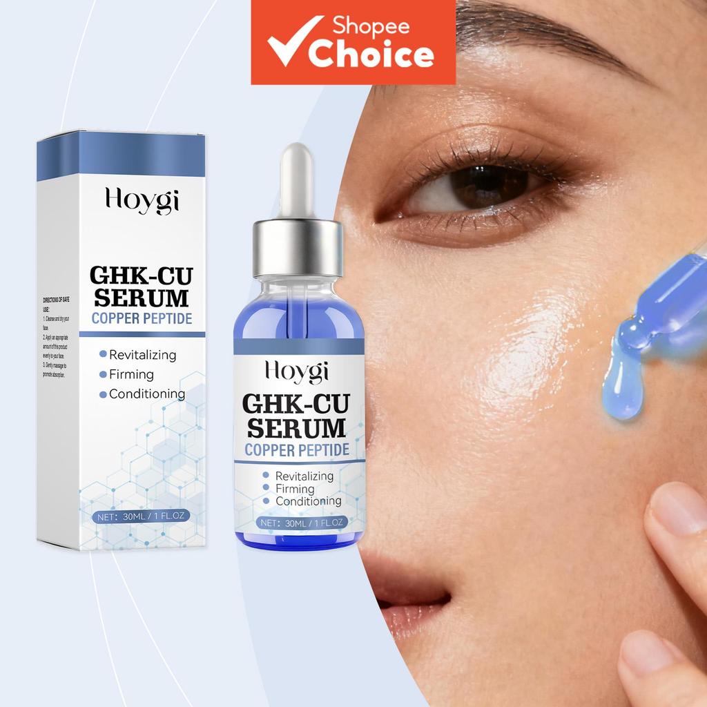 Sérum Antienvelhecimento 30ml com Ácido Hialurônico & Peptídeos de Cobre – Suporte ao Colágeno para Pele Plana, Suave e