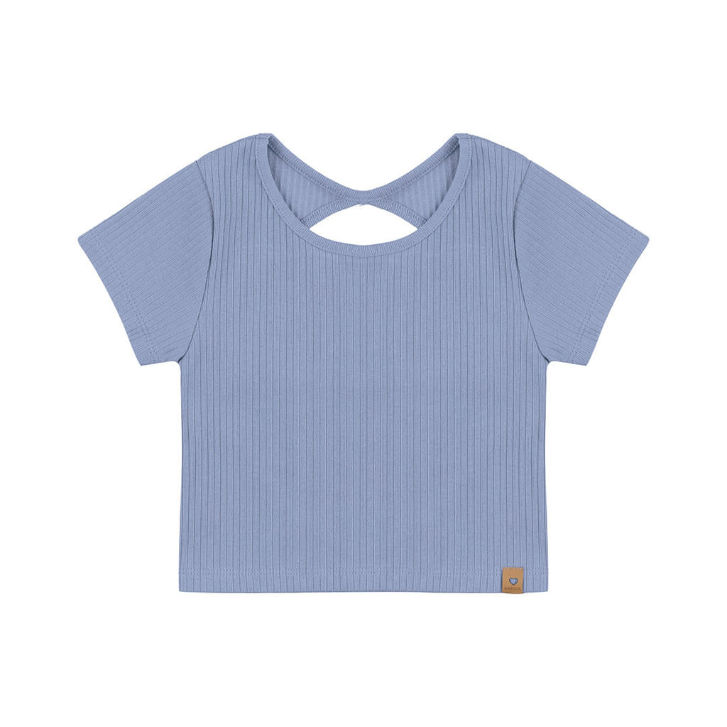 Blusa Cropped Manga Curta Infantil Menina Marisol