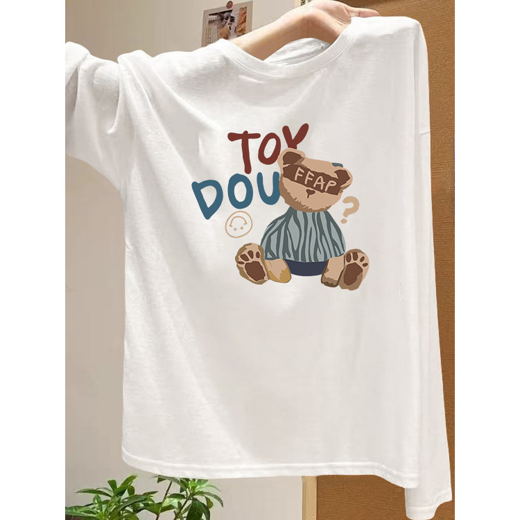 Camiseta de manga comprida de algodão puro primavera outono masculino feminino novo estilo ins Street Wear estilo Hong K