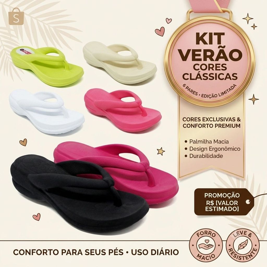 Sandália Feminina Plataforma Nuvem Ortopédica Confortável