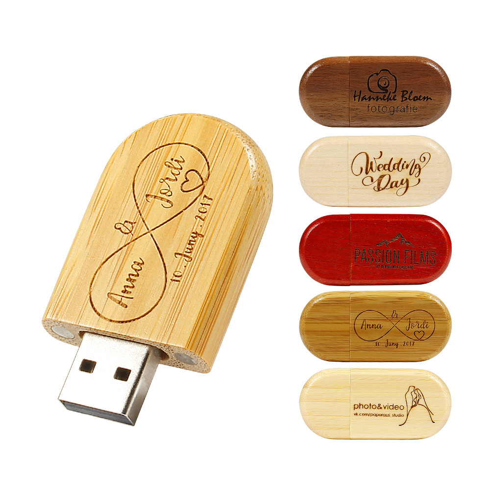 Logotipo Personalizado Gratuito Oval De Madeira USB 2.0 Flash Drive Gravado A Laser Pen 4GB 8GB 16GB 32GB 64GB 128GB Est