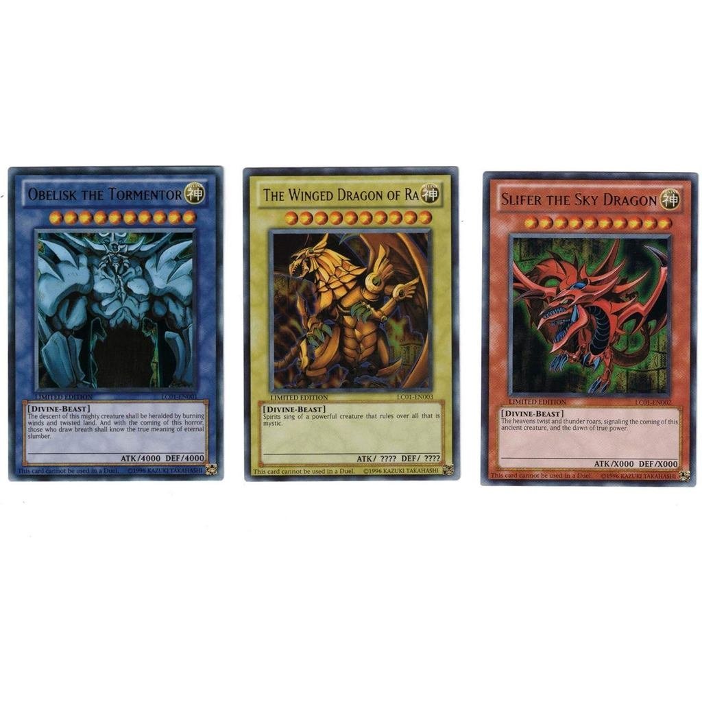 Yu-Gi-Oh! Coleção Lendária: Conjunto de 3 Cartas de Deuses Egípcios Ultra Raras (Slifer, Obelisco, Ra) (Edição Limitada)