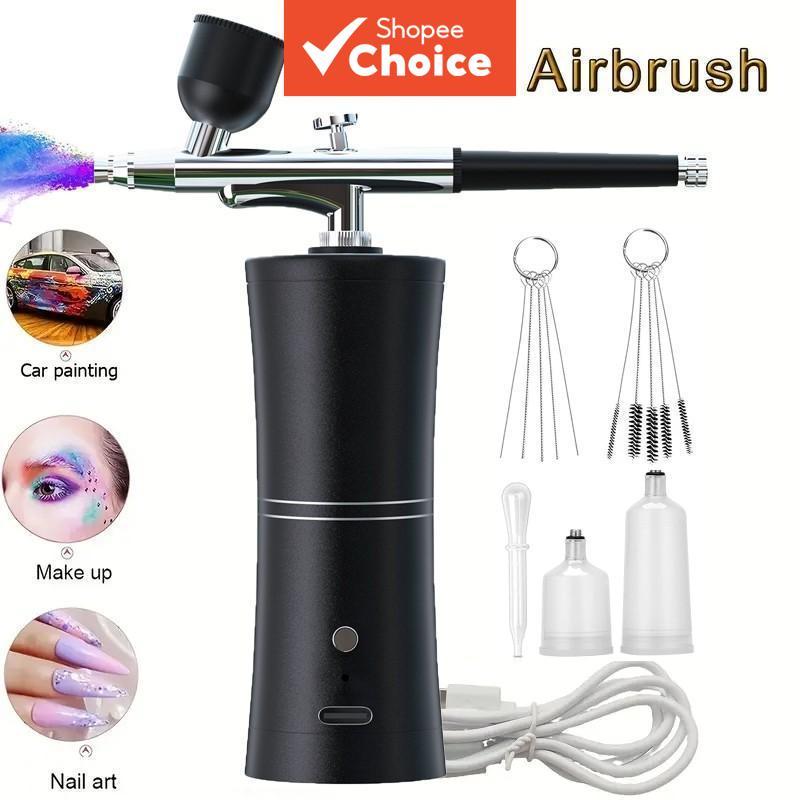 Pistola de ar portátil sem fio recarregável com compressor de ação única para beleza facial, arte em unhas, tatuagem,