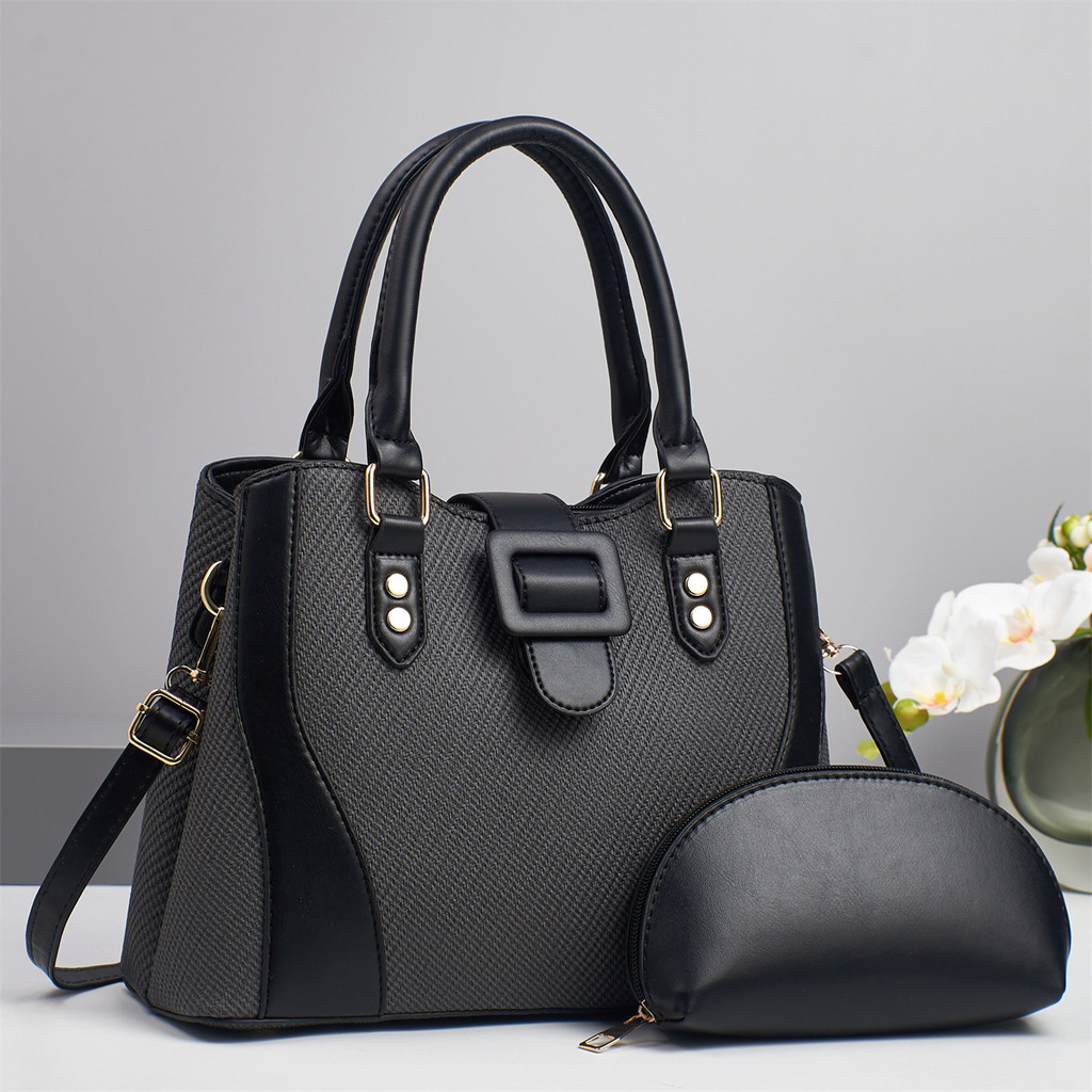 Elegante bolsa feminina de patchwork em duas peças, bolsa de ombro, bolsa de mão, luxo discreto.