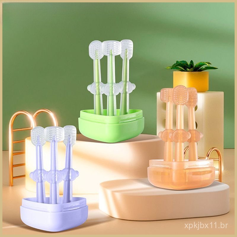 3 Pçs Escova de Dentes para Bebês Recém-Nascidos 0-1 para Dentes Decíduos Silicone Limpeza Oral da Língua OX67