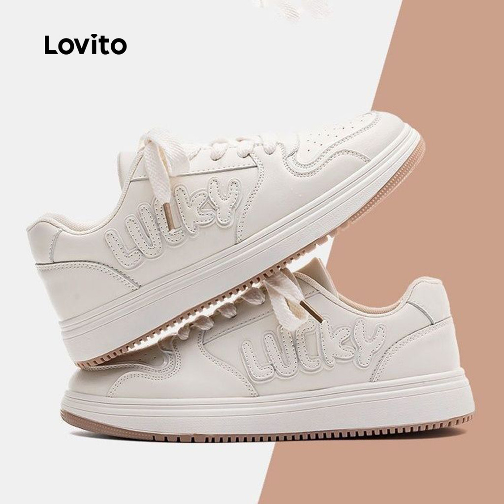 Lovito Tênis Casual para Aumentar Altura para mulheres LFA103076 em Oferta na Shopee
