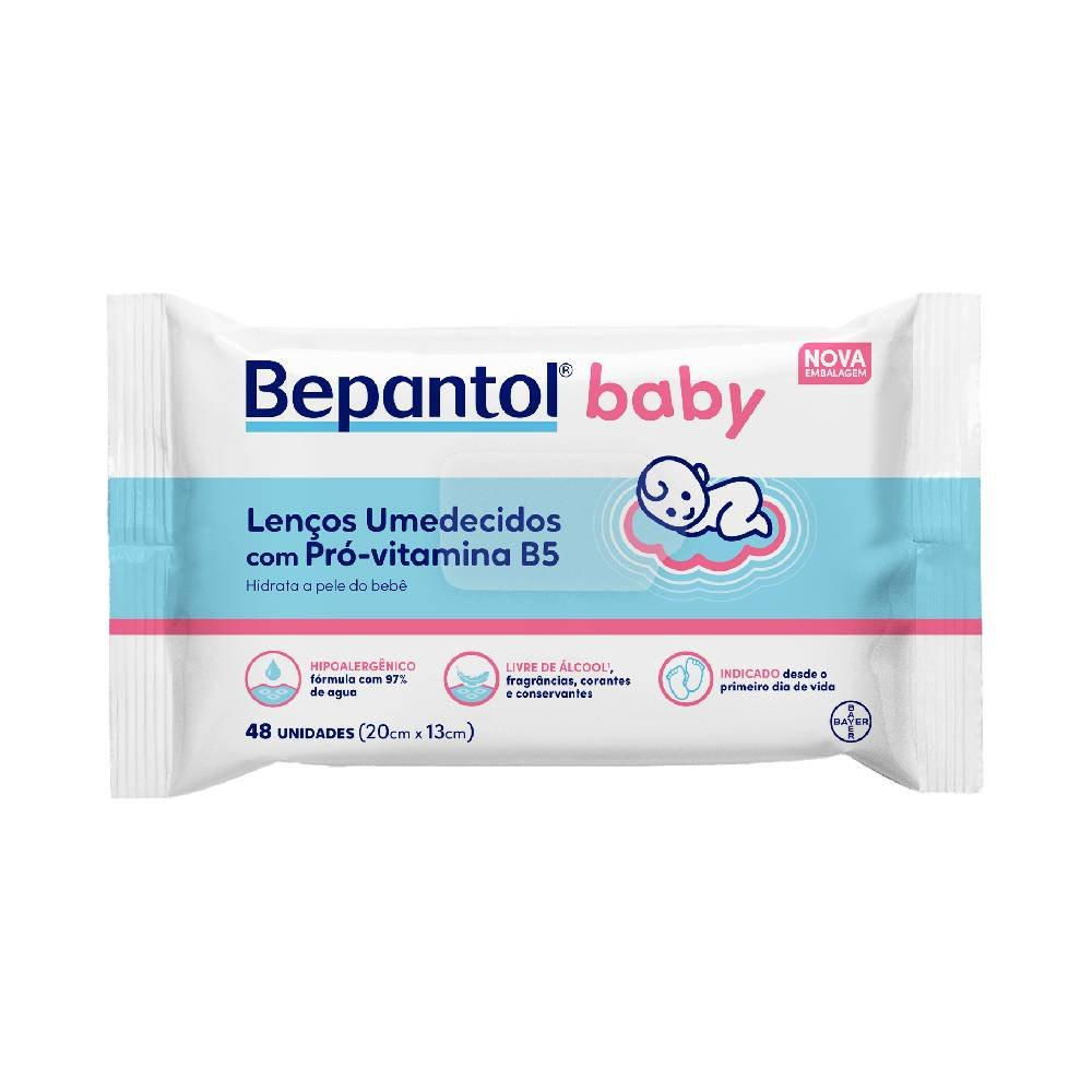 Lenços Umedecidos Hipoalergênicos Bepantol Baby Com 48 Unidades em Oferta na Shopee