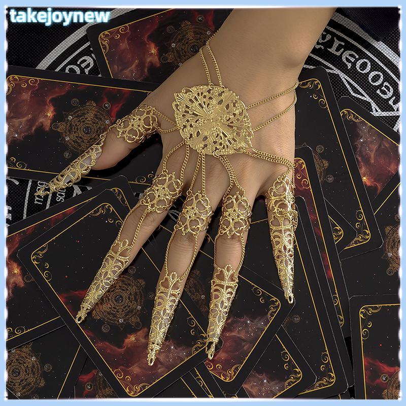 [takejoynewBR] Punk Finger-cot Link Chain Pulseira Conectada Anel De Dedo Pulseiras Ligadas Arnês De Mão Presentes Tbr