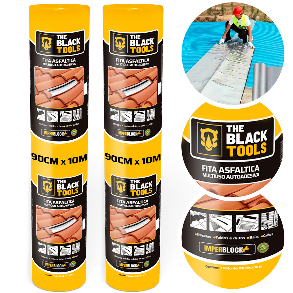 Kit 2 Unidade Manta Asfáltica Auto Adesiva Aluminizada 90cm X 10m Dryko