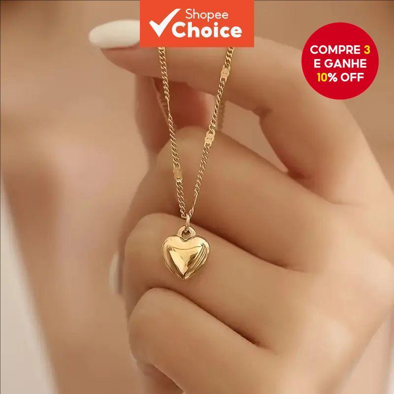 Colar Com Pingente De Coração Para Mulheres , Corrente De Clavícula Simples E Elegante , Joias Da Moda